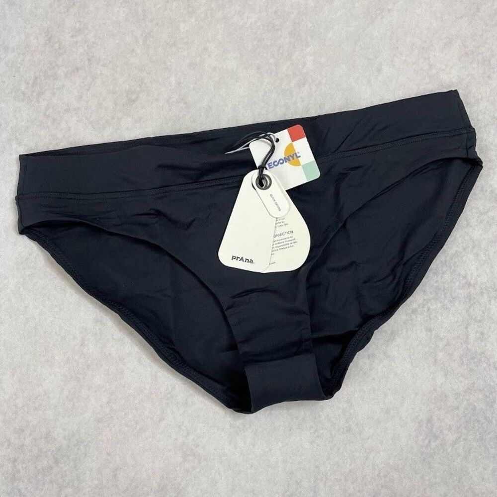 prAna Black Bikini Bottom Womens Small Mid Rise Modest Beach Vacation NEW!